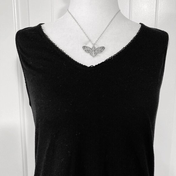CAROLE HOCHMAN Black stretchy cotton v-neck tank top ~ SMALL MEDIUM goth shirt - Picture 6 of 14